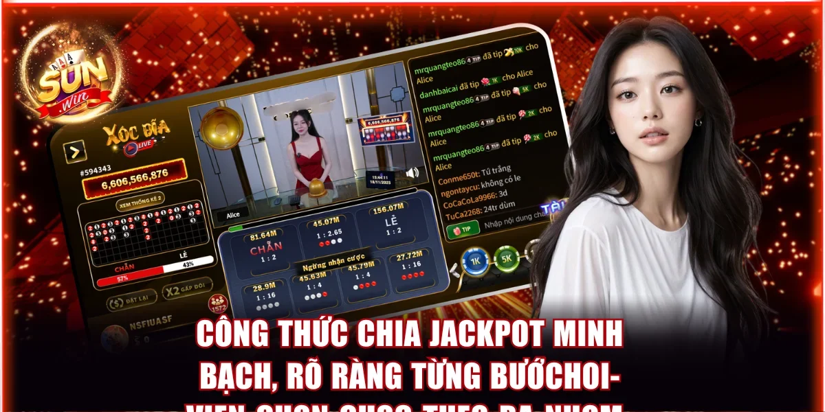 Xóc Đĩa Thủy Tinh Sunwin | Jackpot Trả Thưởng Cực Lớn 4 Công thức chia jackpot minh bạch, rõ ràng từng bước