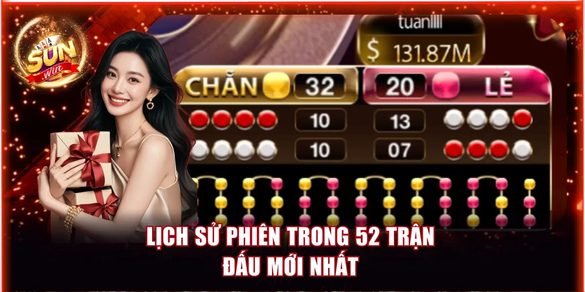 Xóc Đĩa Tứ Linh Sunwin - Đại Chiến Của Các Loài Linh Vật 4 Lịch sử phiên trong 52 trận đấu mới nhất