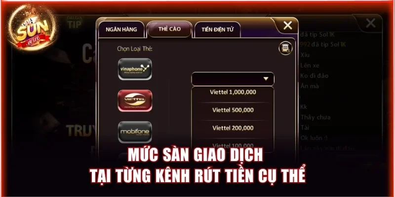 Sun Win Rút Tối Thiểu Bao Nhiêu? Cập Nhật Mới Nhất 3 Mức sàn giao dịch tại từng kênh rút tiền cụ thể
